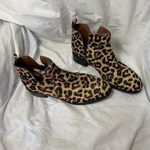 Franco Sarto ROAR Leopard Print Genuine Fur Ankle Boots EXCELLENT  Shape Size 11